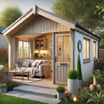 Cozy granny annex build in Romford with a welcoming entrance, featuring a living space adorned with plants and natural light.