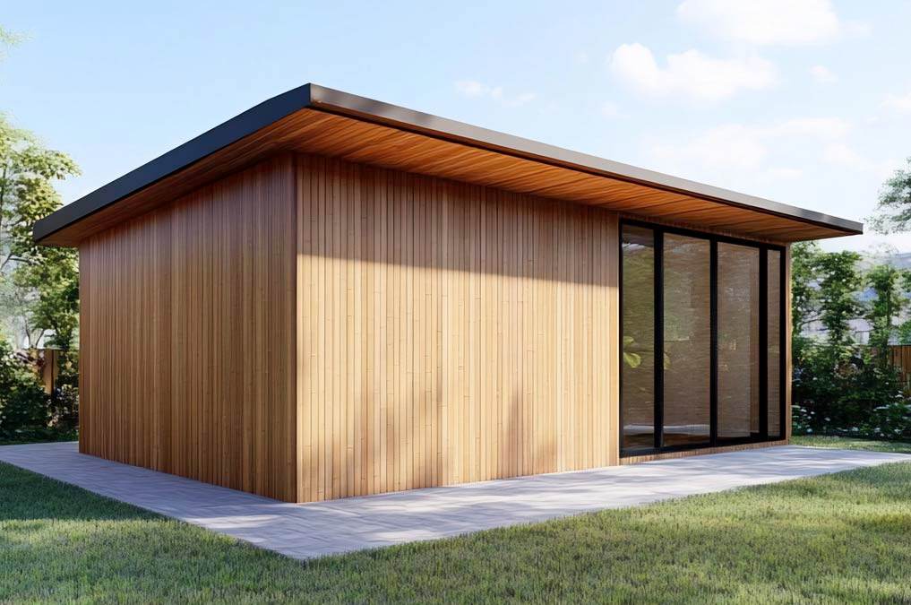 Close-up of wooden fence panels installed in a garden in Romford, showing natural wood grain with greenery in the background